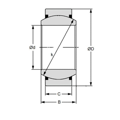 1170054 | GE-05000-07500-ST-W (Each) --- Spherical Bushings - 50x75x35 mm - Steel Bushing