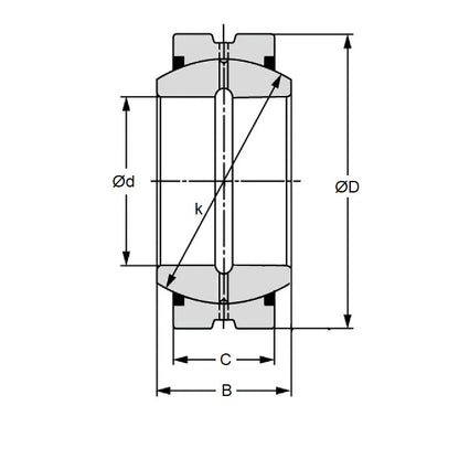 1101606 | GE-01270-02223-ST-OH --- Spherical Bushings - 12.7x22.23x11.1 mm - Steel Bushing
