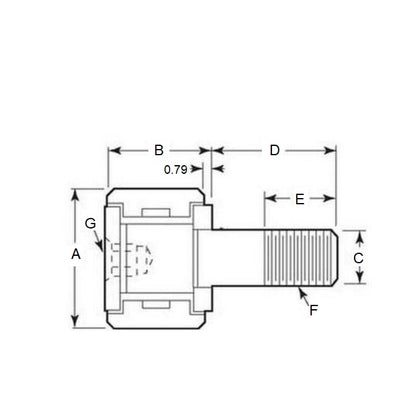 1110323 | NCF10RS --- Bronze Bushing Self Lubricating Cam Followers - 15.875x30.163 mm - 1/4-28 UNF - Steel and Bronze Cam Follower