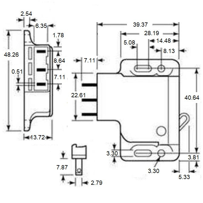 1040915 | SC-4385RS (10 Pcs) --- Side Mount With Microswitch Catches - Pull Up Force 2.23 - - -