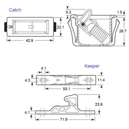 1055674 | SC-4350RS (10 Pcs) --- Snap In Style Catches - Pull Up Force 4.46 - 2.896 - 5.309