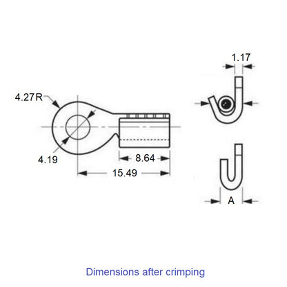 1037661 | SM-EYE (4 Pcs) --- Eye Cable Attachments - All mm - - Carbon Steel - Low Carbon Zinc Dichromate Finish Attachment