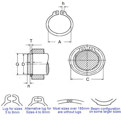 1107123 | CCE-01270-CZT (Pack of 500)  --- External Retaining Rings - 12.7x0.89x11.89 mm Circlips - Carbon Steel Zinc Plated Trivalent Circlip