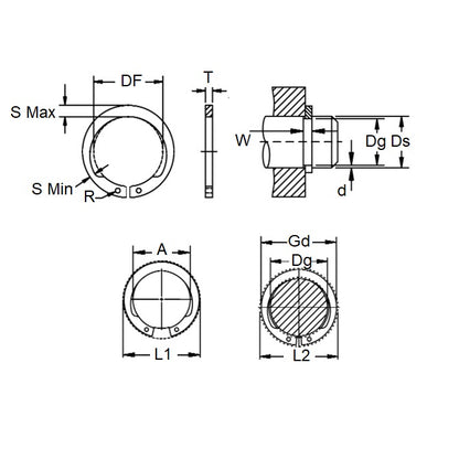 1155262 | CCE-04445-S15-V (5 Pcs) --- External Retaining Rings - 44.45x1.57x41.91 mm Circlips - Stainless Steel Grade PH15-7 Mo