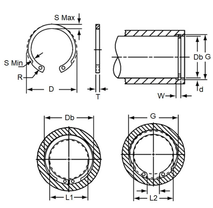1143735 | CCI-02600-C-V (Pack of 250)  --- Internal Retaining Rings - 26x1.2x27.2 mm Circlips - Carbon Spring Steel Circlip