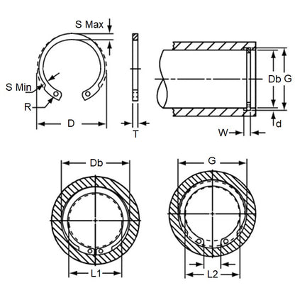 1143735 | CCI-02600-C-V (Pack of 250)  --- Internal Retaining Rings - 26x1.2x27.2 mm Circlips - Carbon Spring Steel Circlip