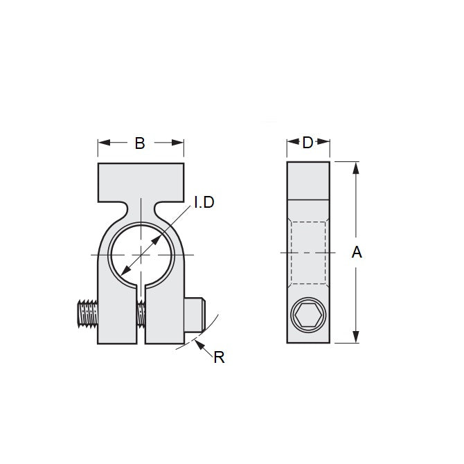 1076444 | CGS-0794-R2SC-3 --- Gear Clamps - 7.938x12.304x6.35 mm Split - Stainless Steel 303/304 Similar to A2, 18-8 HRB80 Clamp