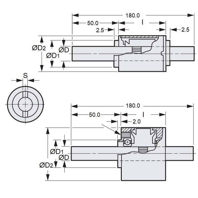 1218824 | CMP-IS8-0200-180-1010 --- Slip Magnetic Particle Clutches - 714 to 1010 g.cm 8x180 mm No Power Integral Shaft