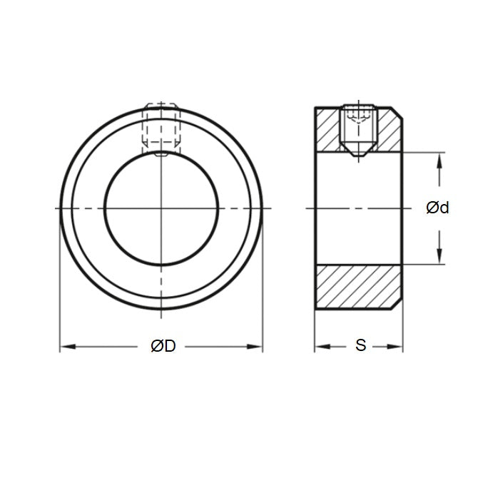 1091066 | COL-01000-020-10-CBO --- Shaft Collars - 10x20x10 mm Standard - Steel, Black Oxide Coated Collar