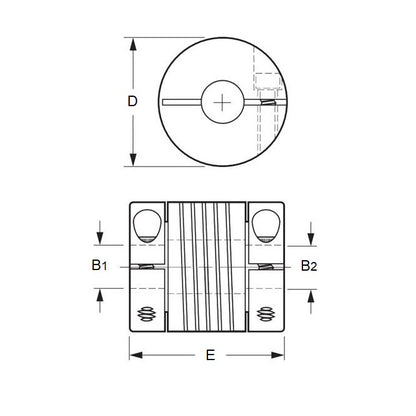 1090010 | CP-100-100-25-030-H-SA (Each) --- Helical Couplings - 10x10x25 mm Standard - Aluminium 7075-T6 Coupling