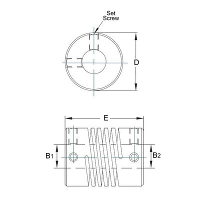 1047280 | CP-032-032-19-019-H-PA --- Helical Couplings - 3.175x3.171x19.05 mm Standard - Aluminium 7075-T6