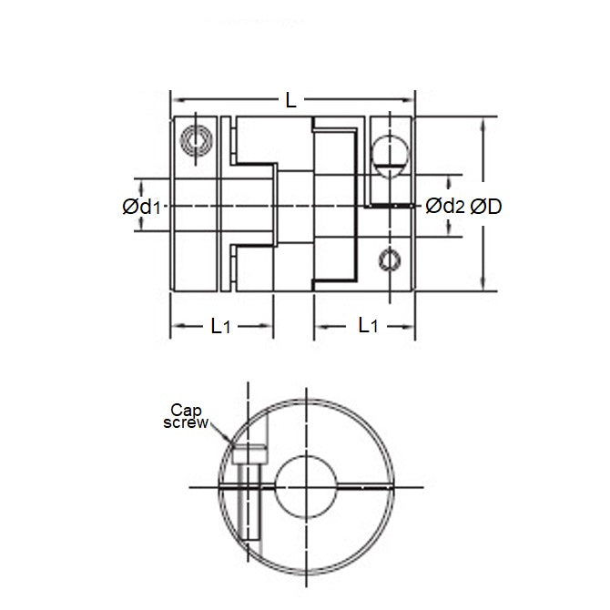 1045525 | CP-030-HUB-J-OC-15 (5 Pcs) --- Oldham Clamp Style Couplings - 3 mm Size 15 15 mm Hubs - Aluminium Coupling