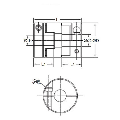1045525 | CP-030-HUB-J-OC-15 (5 Pcs) --- Oldham Clamp Style Couplings - 3 mm Size 15 15 mm Hubs - Aluminium Coupling