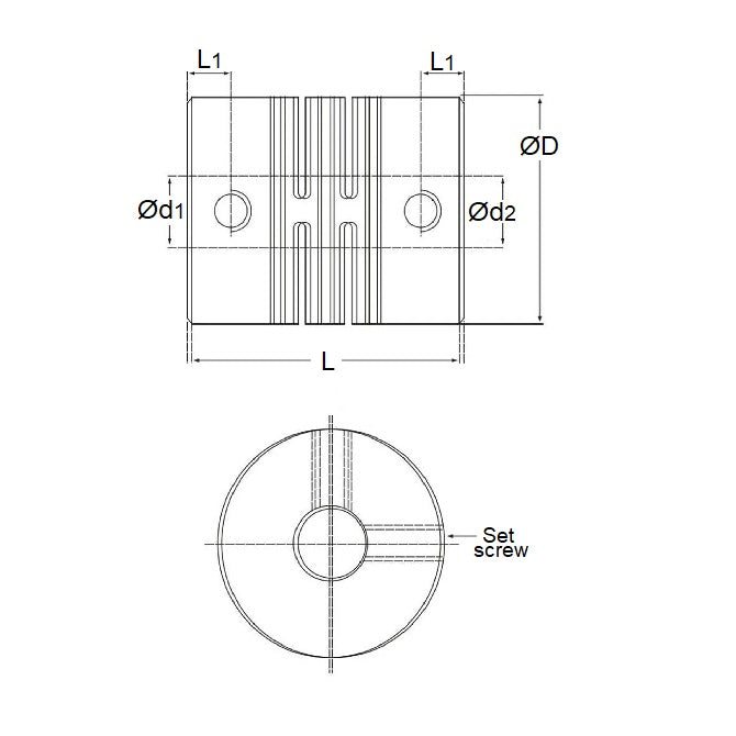 1037229 | CP-015-020-13-013-H-B6-AL-G --- Spiral 6 Beam Couplings - 1.5 Pilot Bore 2.0 12.7 mm Aluminium Set Screw Type - Aluminium Coupling