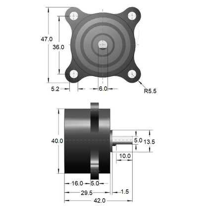 1212572 | DR-3000-B --- Rotary Dampers - 300 - +/- 80 - Ncm Bi-directional 50 RPM 50 to 400 Ncm