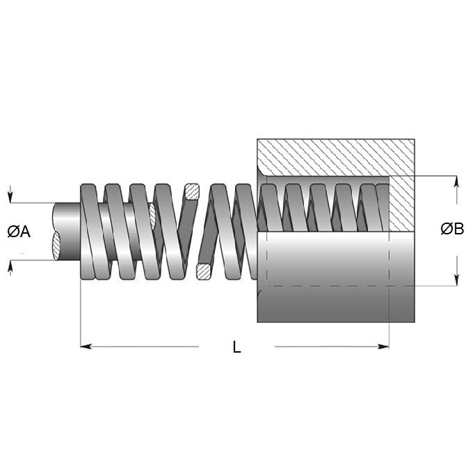 1089016 | DS-100-051-MD --- Die Springs - 10x5x51 mm Metric - Carbon Spring Steel