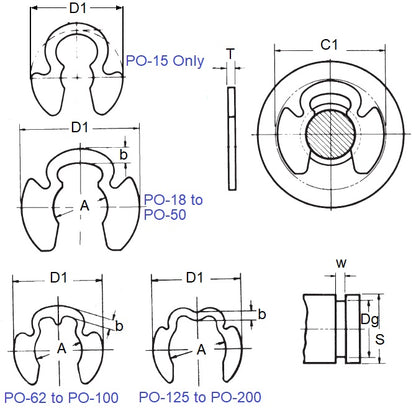 1077835 | ECL-0069-0079-C-KR (100 Pcs) --- E-Clips Retaining Rings - 7.94x6.91x1.07 mm Klipring - Carbon Steel E-Clip