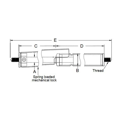 1202978 | GAS44RS (Each) --- Econoloc Gas Springs - 150.1x363.98 mm - 66.22 KG - Steel Gas Spring