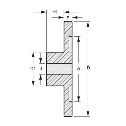 1155519 | GBL-045-030-120-A (50 Pcs) --- Blanks Gears - 44.8x3x12 mm - Acetal Gear