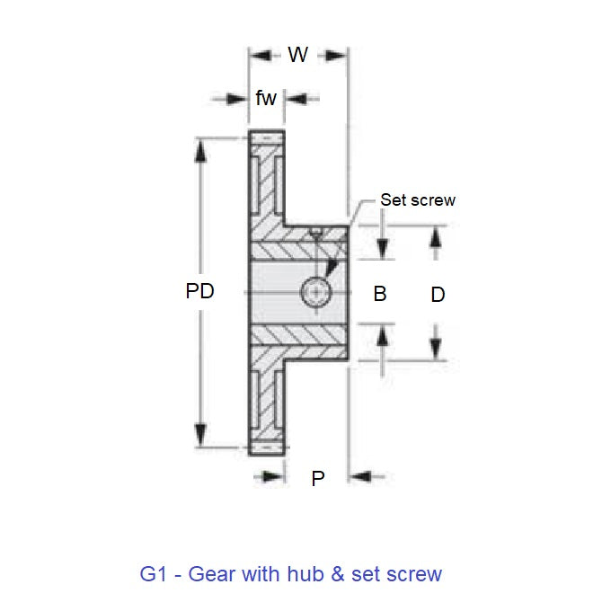 1036124 | WG1R-100-040-080-CI --- Worm Gears - Pitch Module 1.0 - 40 tooth - 3 Deg 35 Min Module 1.0 - FC200 Cast Iron Gear
