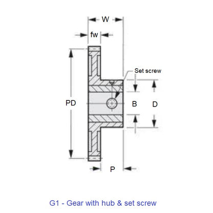 1036123 | WG1R-100-040-080-BZ --- Worm Gears - Pitch Module 1.0 - 40 tooth - 3 Deg 35 Min Module 1.0 - Aluminium Bronze - CAC702 Gear