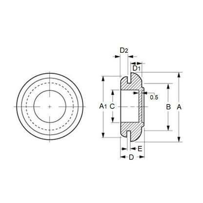1153621 | GC-420-340-520-E (2 Pcs) --- EPDM Rubber Grommets - 42x34x52 mm Closed - EPDM Grommet