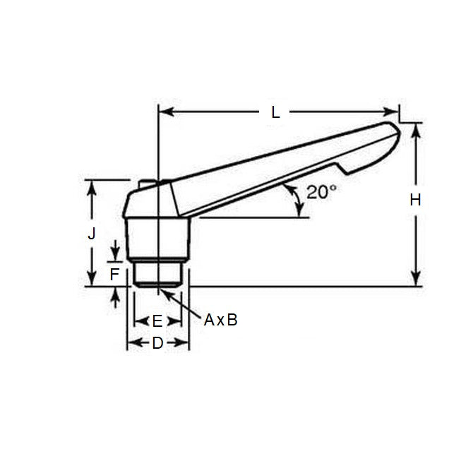 1064563 | KHD-204RS --- Adjustable Tapped and Reamed Handles - M6 - 6x1mm - Plastic with Fireglass reinforcements 40 mm Handle
