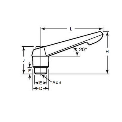 1064563 | KHD-204RS --- Adjustable Tapped and Reamed Handles - M6 - 6x1mm - Plastic with Fireglass reinforcements 40 mm Handle