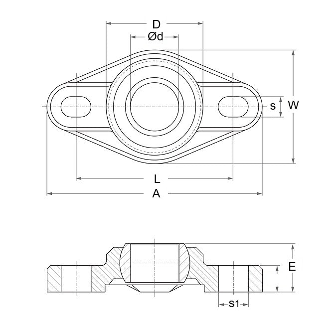 1081167 | FL-08-W300 --- Flanged 2 Bolt Housing Assembly - 8 - 31 mm Self Aligning - Plastic
