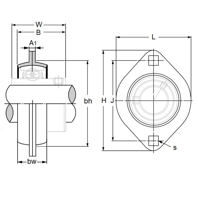 1194213 | PFL-5 (Each) --- Flanged Housings - 95x71x28.5 mm 2 Bolt - Steel Housing