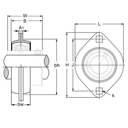 1194213 | PFL-5 (Each) --- Flanged Housings - 95x71x28.5 mm 2 Bolt - Steel Housing