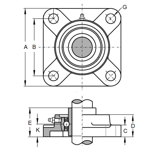 1194126 | F205 (Each) --- Flanged Square Cast Iron Housings - 95x35.7x14 mm - Cast Iron Housing