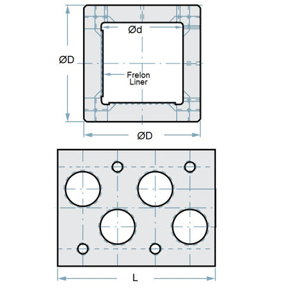 1149668 | LCSQ-0381-102-4 --- Square Housings Linear - 38.1x44.45 mm - Four Sided
