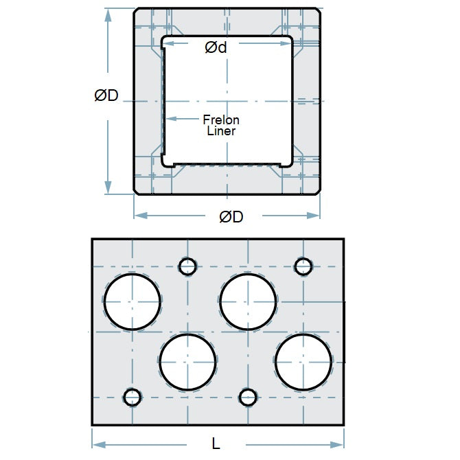 1134317 | LCSQ-0254-079-2 --- Square Housings Linear - 25.4x58.74 mm - Two Sided