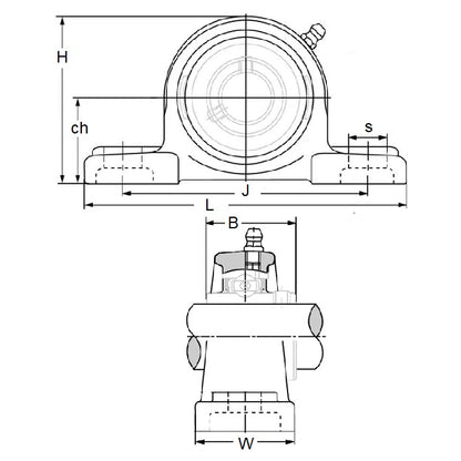 1180539 | P204 (Each) --- Cast Iron Pillow Block Housings - 65x127x38 mm - Cast Iron Housing