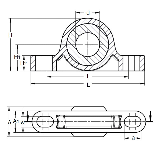 1073012 | BB-064-L280 (10 Pcs) --- Pillow Block Housing Assembly - 6.35x44.45x19.81 mm Thermoplastic