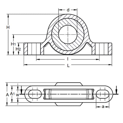 1073012 | BB-064-L280 (10 Pcs) --- Pillow Block Housing Assembly - 6.35x44.45x19.81 mm Thermoplastic