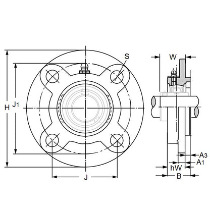 1196106 | FC204 (Each) --- Flanged Round Cast Iron Housings - 100x28.3x5 mm - Cast Iron Housing