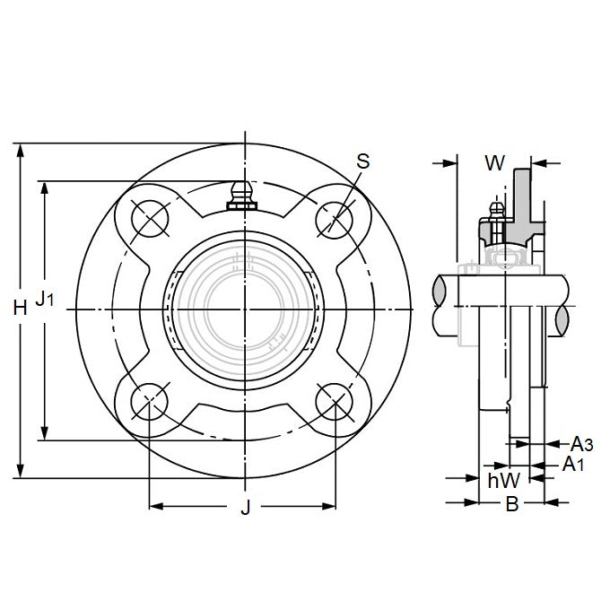 1201423 | FC205 (Each) --- Flanged Round Cast Iron Housings - 115x29.7x6 mm - Cast Iron Housing