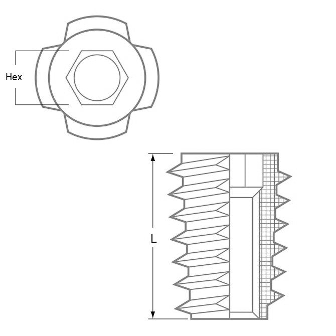 1057113 | IN-TP-048C-13-WHL (10 Pcs) --- Self Tapping Inserts - 10-24 UNC - 4.76mm - 7x13.005 mm For Wood