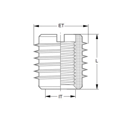 1049693 | IN-TP-035C-10-WSS (5 Pcs) --- Self Tapping Inserts - 6-32 UNC - 3.5mm - 6.35x9.525 mm For Wood