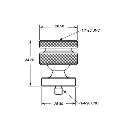 1069741 | CMM-14225RS --- Ball Positioner Joints - 1/4-20 UNC - 6.35mm - 1/4-20 UNC - 6.35mm - 28.58 mm