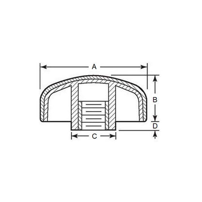 1102471 | KF127C-055-3L-SFT (100 Pcs) --- Lobe Knobs - 1/2-13 UNC - 12.7mm - 55.12x22.9 mm Three Lobe - Zinc Plated Brass Knob