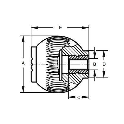 1086771 | KF095C-050-NG-SS (10 Pcs) --- Ball Knobs - 3/8-16 UNC - 9.53mm - 50.04x50 mm Female Threaded - Stainless Steel Knob