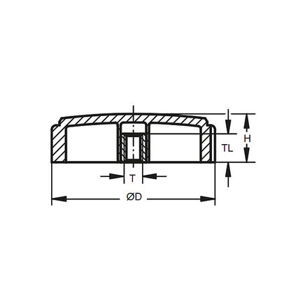 1067425 | KF060M-025-KN-PH (5 Pcs) --- Knurled Knobs - M6 - 6x1mm - 24.5x11 mm Female - Phenolic Knob