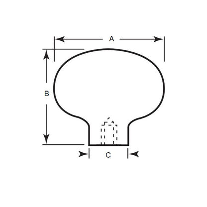 1072618 | KF064C-032-MRPH (100 Pcs) --- Mushroom Knobs - 1/4-20 UNC - 6.35mm - 31.75x25 mm Round - Phenolic Knob
