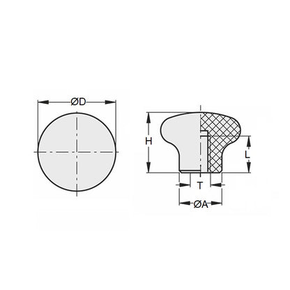 1067738 | KF060M-030-PP --- Push Pull Knobs - M6 - 6x1mm - 30x13.5 mm - Plastic Knob