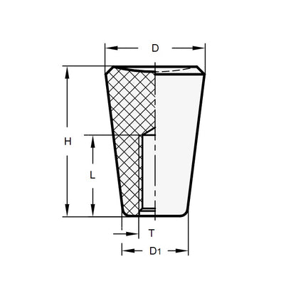 1086513 | KF095-035-LVR --- Lever Knobs - Hole Size 9.53 Push On 34.93x19.1 mm Through Bore - Phenolic Knob