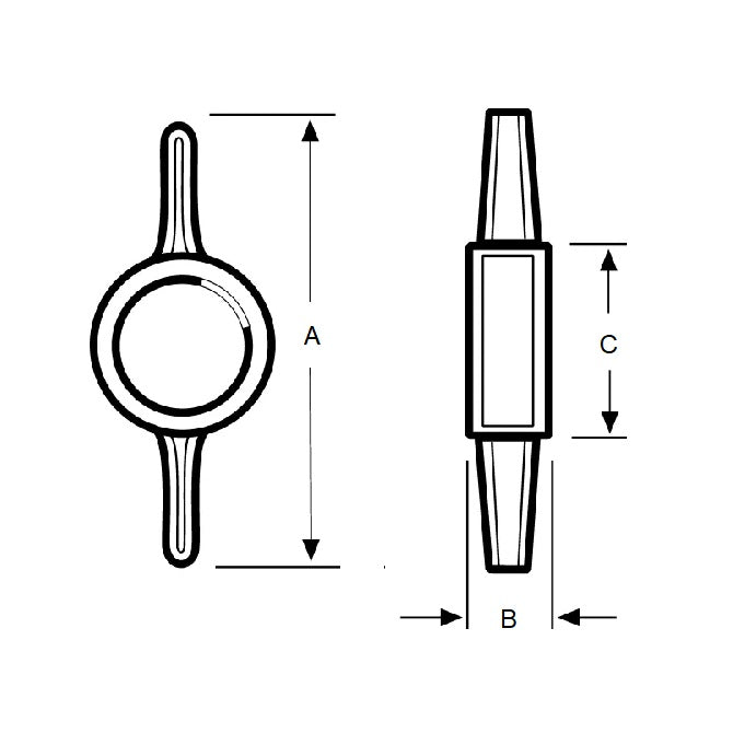 1067725 | KM060M-030-TEE-R (10 Pcs) --- Thumb Knobs - M6 - 6.00mm - - Use Own Screw 30x7.8 mm For Cap Screws - Plastic Knob