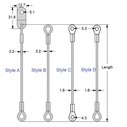 1217058 | FPC-125RS --- Nylon Coated Steel Lanyards - 457 mm C - Galvanised Steel Lanyard